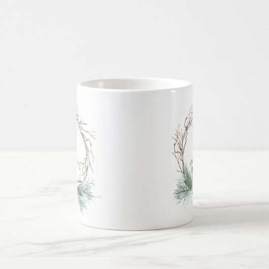 Grapevine WreatPine Branches Star Monogram Mok (Center)