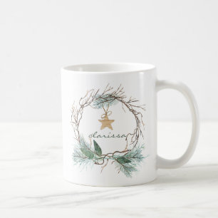 Grapevine WreatPine Branches Star Monogram Mok