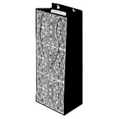 Grapevine Zwart Wit Patroon Wijnzak Wijn Cadeautas (Achterkant Gekanteld)
