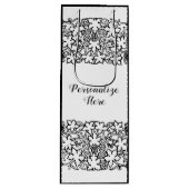 Grapevine Zwart Wit Patroon Wijnzak Wijn Cadeautas (Voorkant)