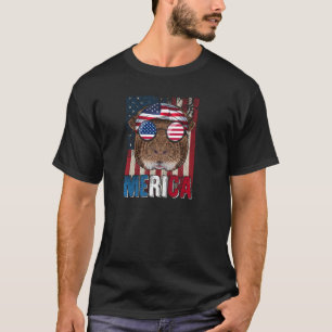 Graphic Animal Merica Love Guinee Pig Funny Flag T-shirt