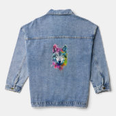 Graphic Art Gestileerde Wolf Wolves Dierlijke Natu Denim Jacket (Achterkant)