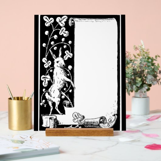 Graphic art lapin et scroll acrylique signe (Mariage)