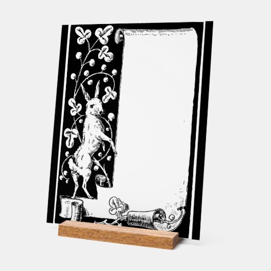 Graphic art lapin et scroll acrylique signe (Angle)