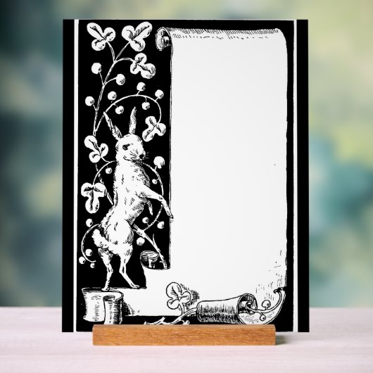 Graphic art lapin et scroll acrylique signe (Neutre)