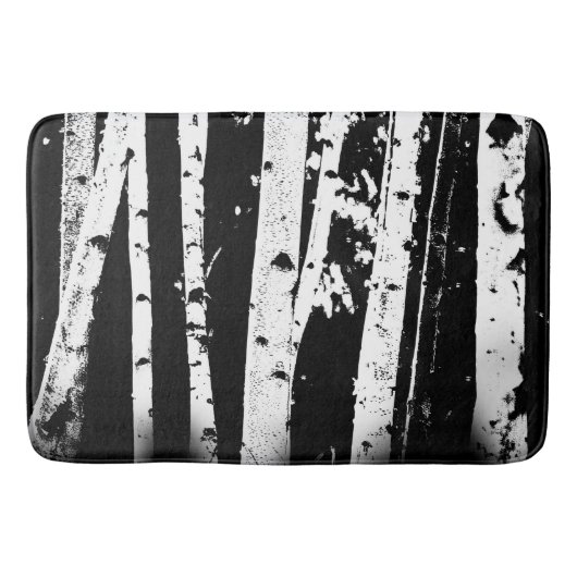 Graphic Black en White Birch Tree Forest Badmat (Voorkant)