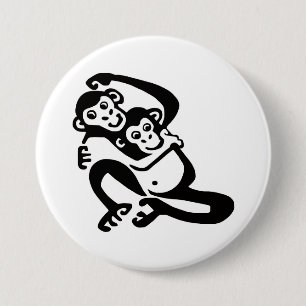 Graphic BONOBO - Chimpansee -Dierenvriend -Primaat Ronde Button 7,6 Cm