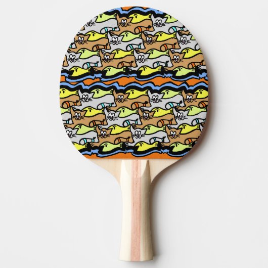 Graphic Cats and Fish Cartoon Ping Pong Paddle Tafeltennisbatje (Voorkant)