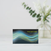 Graphic Designer Visitekaartje blauw limoen golf (Staand voorkant)