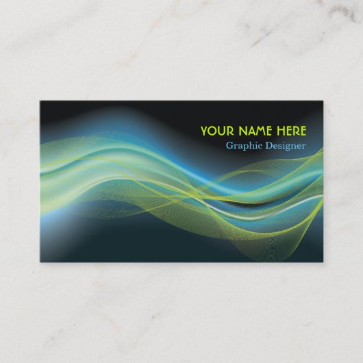 Graphic Designer Visitekaartje blauw limoen golf (Voorkant)