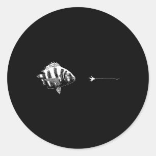 Graphic Fly Fishing Hook Line - Vis Schapenkop Ronde Sticker