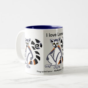 Graphic I love LEMURS - Dierenvriend - Natuur - Tweekleurige Koffiemok