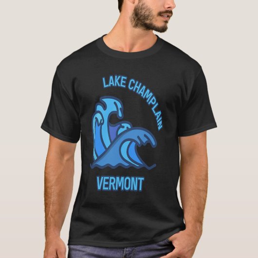 Graphic Lake Champlain Vermont Pocket Wave Souveni T-shirt (Voorkant)