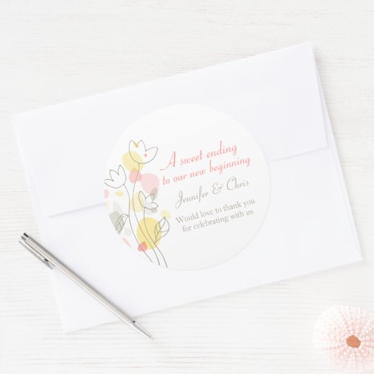 Graphic modern bloemblaadje bruiloft snoep sticker (Envelop)