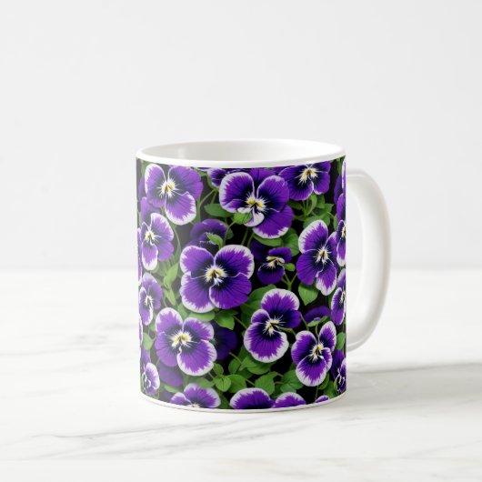 Graphic Paarse Pansies Koffiemok (Voorkant rechts)