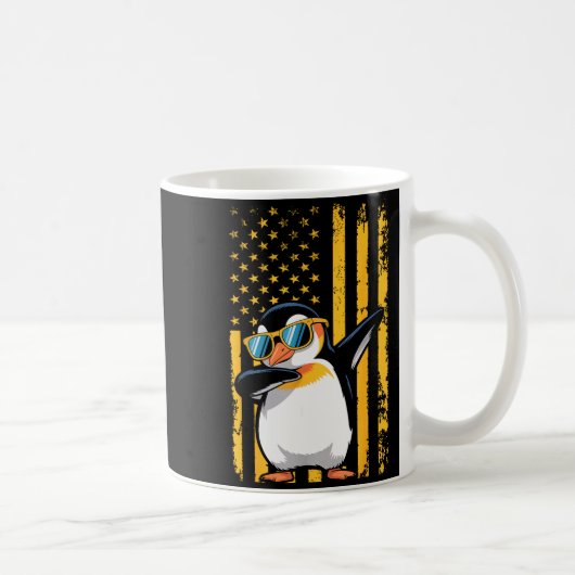 Graphic Penguin Retro American Flag Funny Penguin  Koffiemok (Rechts)