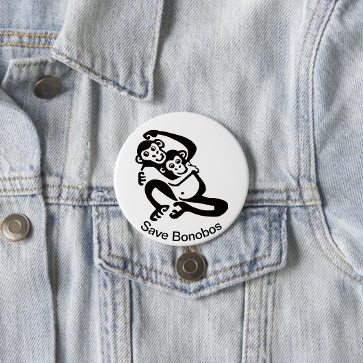Graphic -Save BONOBOS - Chimpansee - Wildlife - Ronde Button 7,6 Cm (In situ)