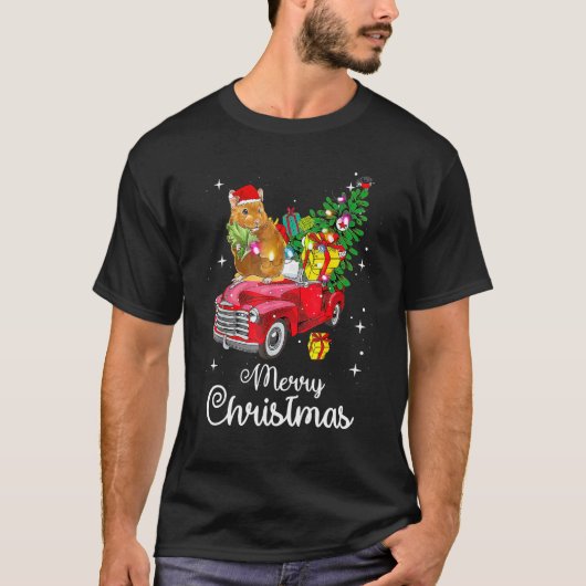 Graphic Truck Santa Hamster Xmas Tree Pajama  Chri T-shirt (Voorkant)