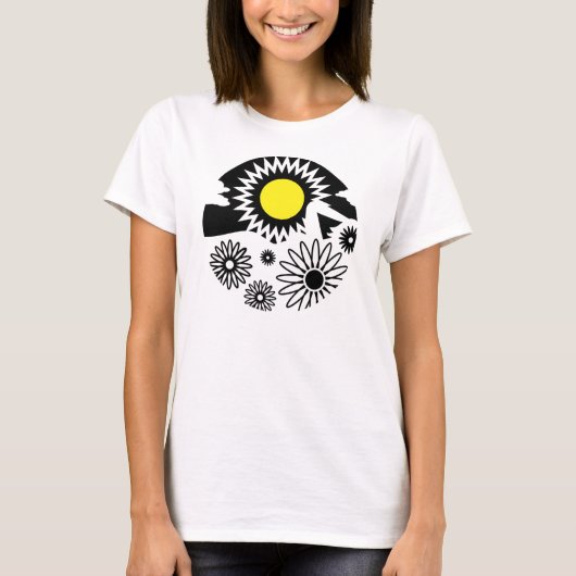 Graphic Virgo Flowers Sun T-shirt (Voorkant)