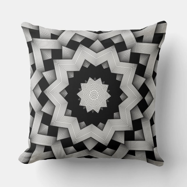 Graphic White Square Embossed Pattern Pillow Kussen (Voorkant)