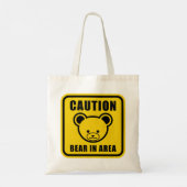Graphic Yellow Black Teddy Bear Warning Sign Tote Bag (Achterkant)