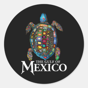 Graphic Zee Turtle Golf of Mexico nooit vergeten Ronde Sticker