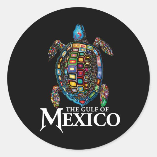 Graphic Zee Turtle Golf of Mexico vergeet nooit mi Ronde Sticker (Voorkant)