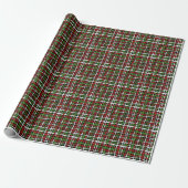 Graphical Seasonal Woven Pattern Red Green White Cadeaupapier (Uitgerold)