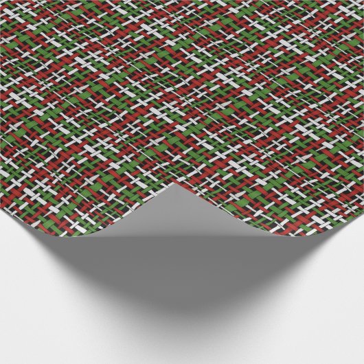 Graphical Seasonal Woven Pattern Red Green White Cadeaupapier (Hoek)