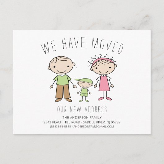 Graphique à bâtons mignons Faire-part de déplaceme (Devant)
