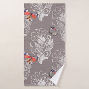 Graphique à fleurs et papillon, aquarelle, motif 