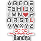 Graphique alphabétique "I Love U" Autocollant en v (Devant)