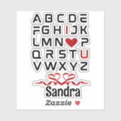 Graphique alphabétique "I Love U" Autocollant en v (Feuille)