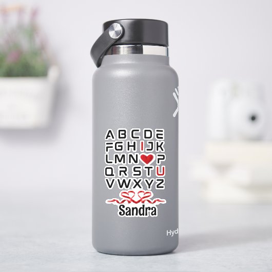 Graphique alphabétique "I Love U" Autocollant en v (HydroFlask)