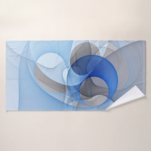 Graphique d'art fractal gris bleu Abstrait moderne (Serviette de bain)