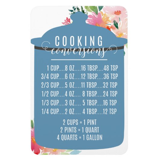Graphique de conversion de cuisines | Magnet de po (Vertical)