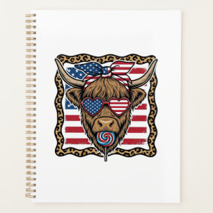 Graphique de drapeau vintage de vache des Highland