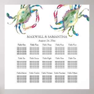 GRAPHIQUE DE LA PLAGE DE Mariage, Poster de crabe 