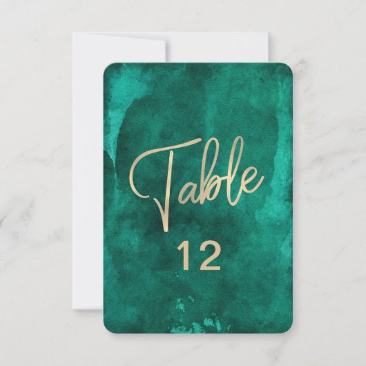 Graphique de numéro de table à l'aquarelle vert ém (Devant)