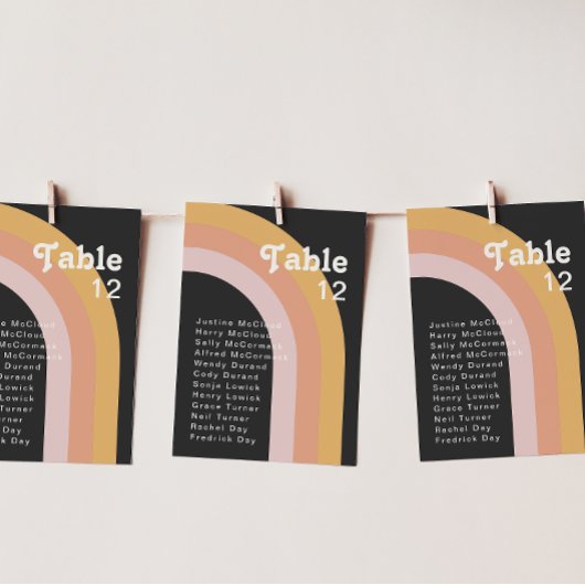 Graphique de numéro de table Rainbow Dark des anné