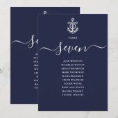 Graphique de numéros de table nautique bleu marine (Devant / Derrière)