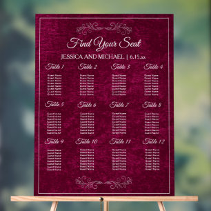 Graphique de placement de mariage élégant en velou