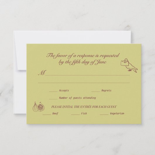 Graphique de réponse de mariage chartreuse bordeau (Devant)