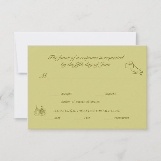Graphique de réponse de mariage illustré en olive (Devant)