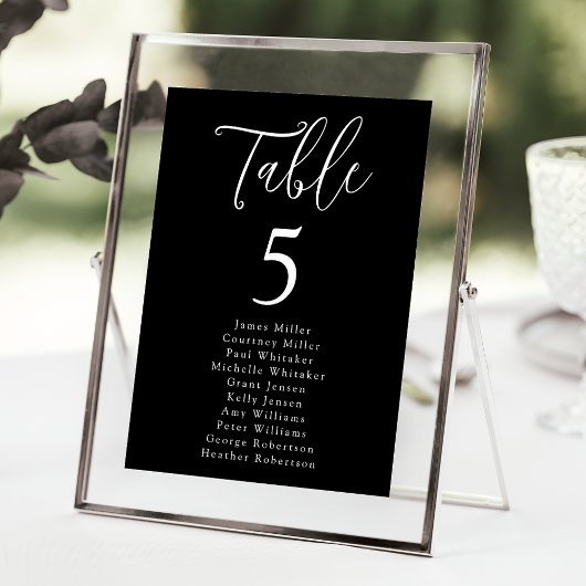 Graphique de sièges pour le numéro de table noire 