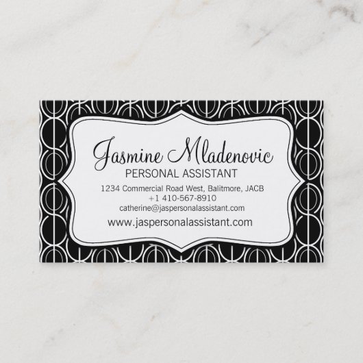 Graphique moderne ovales noir & blanc carte de vis (Devant)