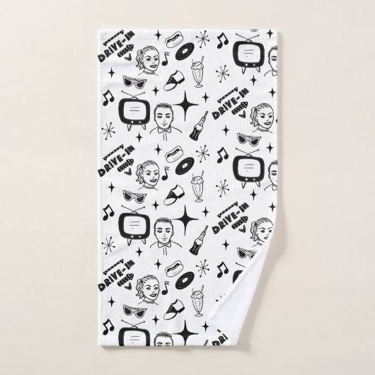 Graphique nostalgique style Pop 1950 (Serviette à main)