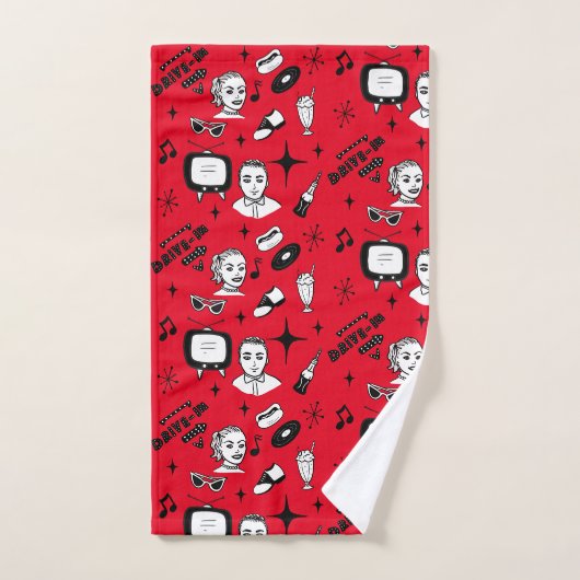 Graphique nostalgique style Pop 1950 (Serviette à main)