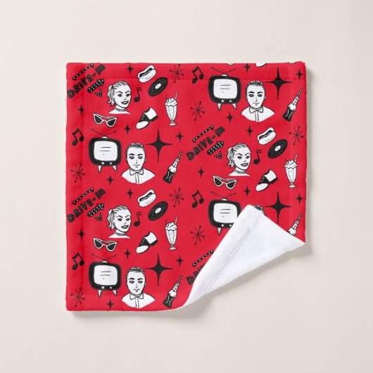 Graphique nostalgique style Pop 1950 (Gant de toilette)