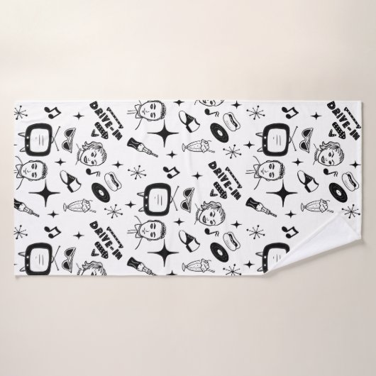 Graphique nostalgique style Pop 1950 (Serviette de bain)